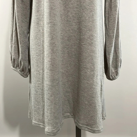 Easel Boho Oversized Long Sleeve Balloon Sleeve Taupe Sweater Dress S - Picture 3 of 15
